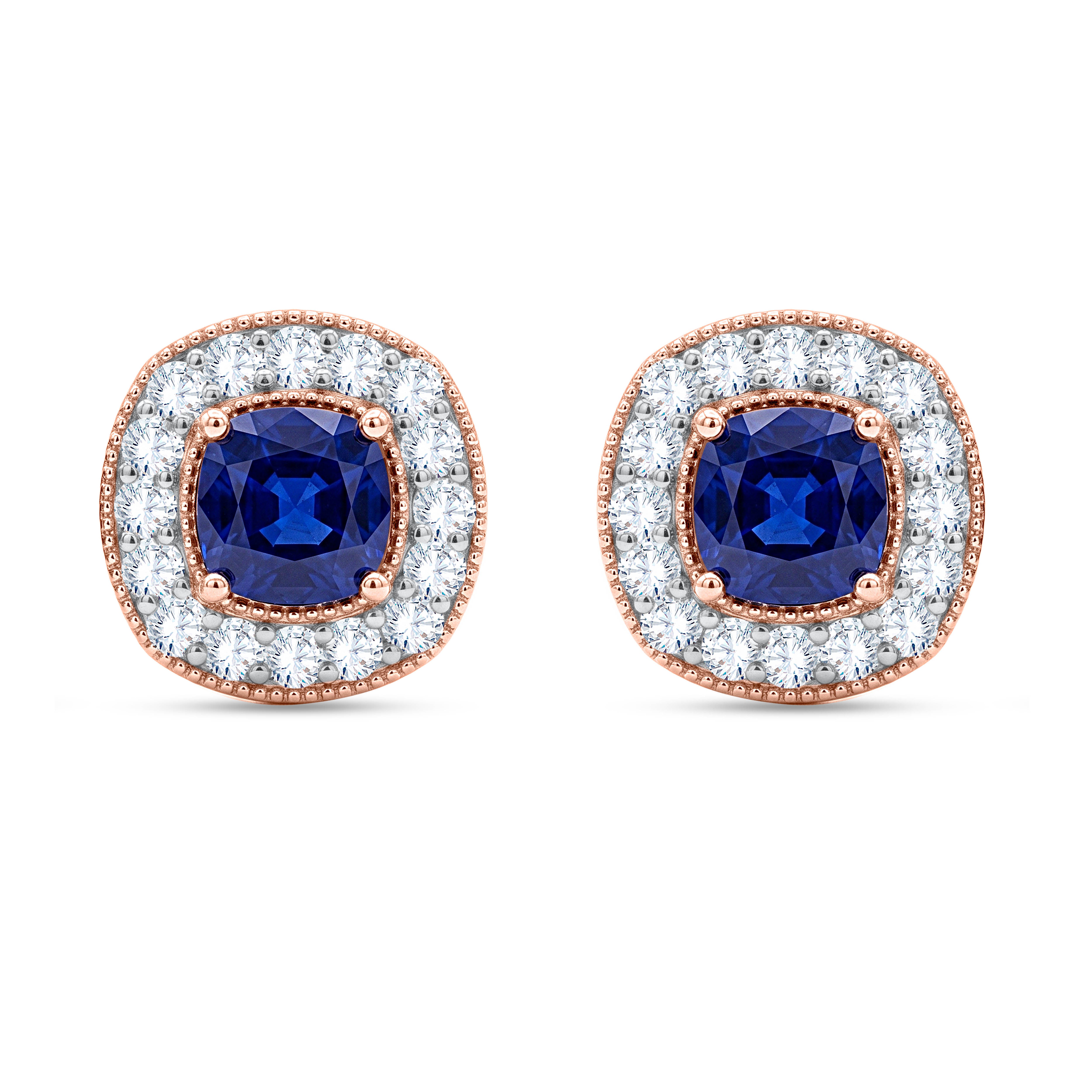 10K White Gold Round Cut Lab-Grown Diamond & Sapphire Earrings – 2.53 CT, fine jewellery by Luster d'Anvers, Antwerp
