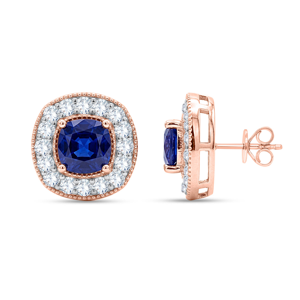 10K White Gold Round Cut Lab-Grown Diamond & Sapphire Earrings – 2.53 CT, fine jewellery by Luster d'Anvers, Antwerp