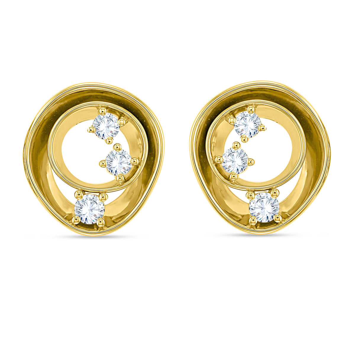 14K Yellow Gold Round Cut Lab-Grown Diamond Earrings – 0.6 CT, fine jewellery by Luster d'Anvers, Antwerp