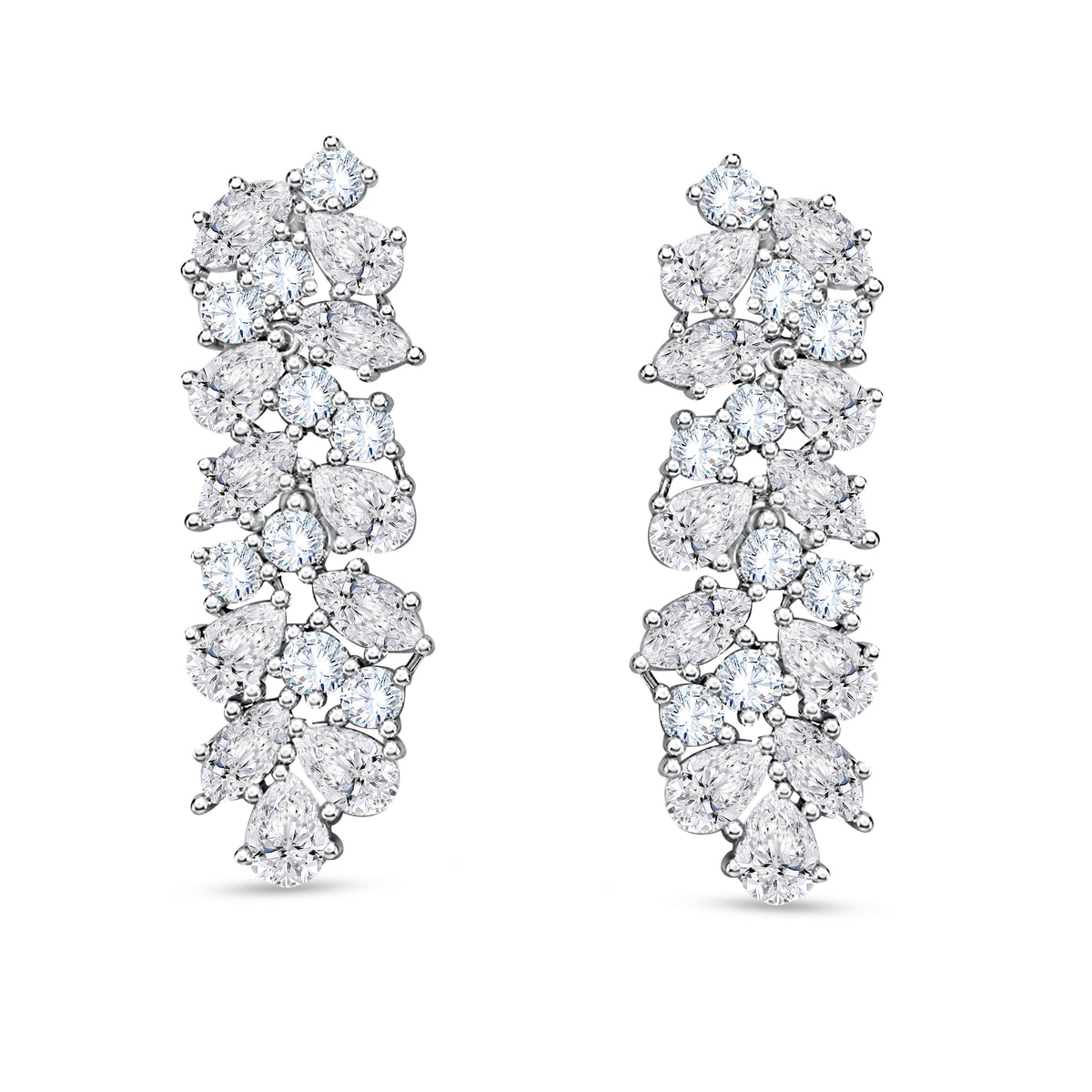 14K White Gold Multi-Shape Lab-Grown Diamond Earrings – 7.46 CT, fine jewellery by Luster d'Anvers, Antwerp