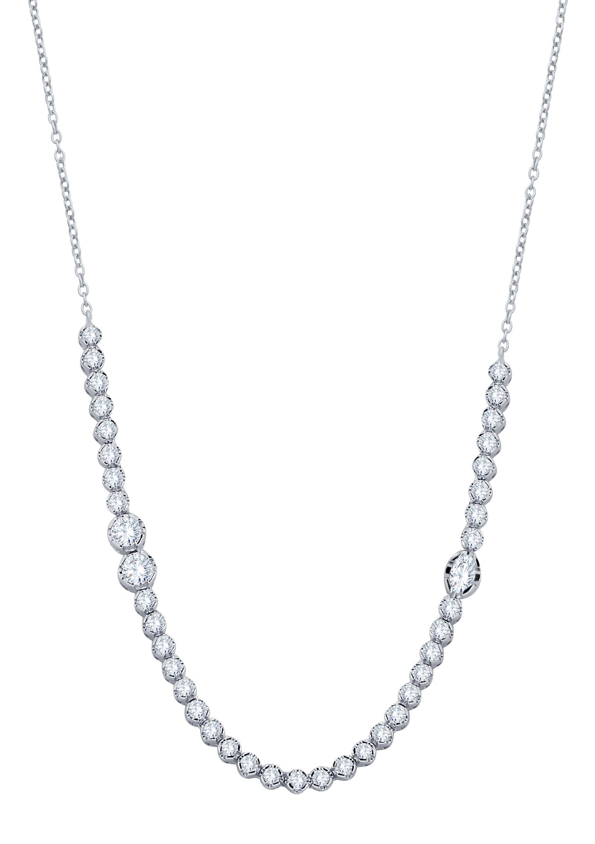 2.51 CTW Lab Grown Diamond Graduated Necklace in 14K White Gold, fine jewellery by Luster d'Anvers, Antwerp