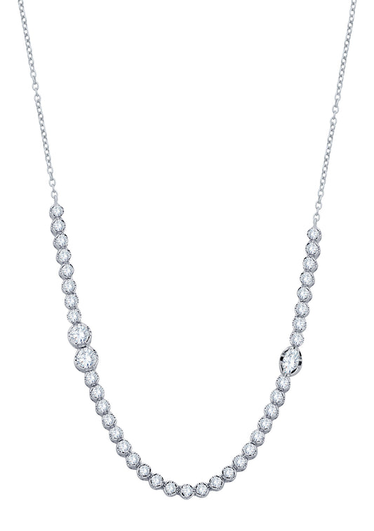 2.51 CTW Lab Grown Diamond Graduated Necklace in 14K White Gold, fine jewellery by Luster d'Anvers, Antwerp