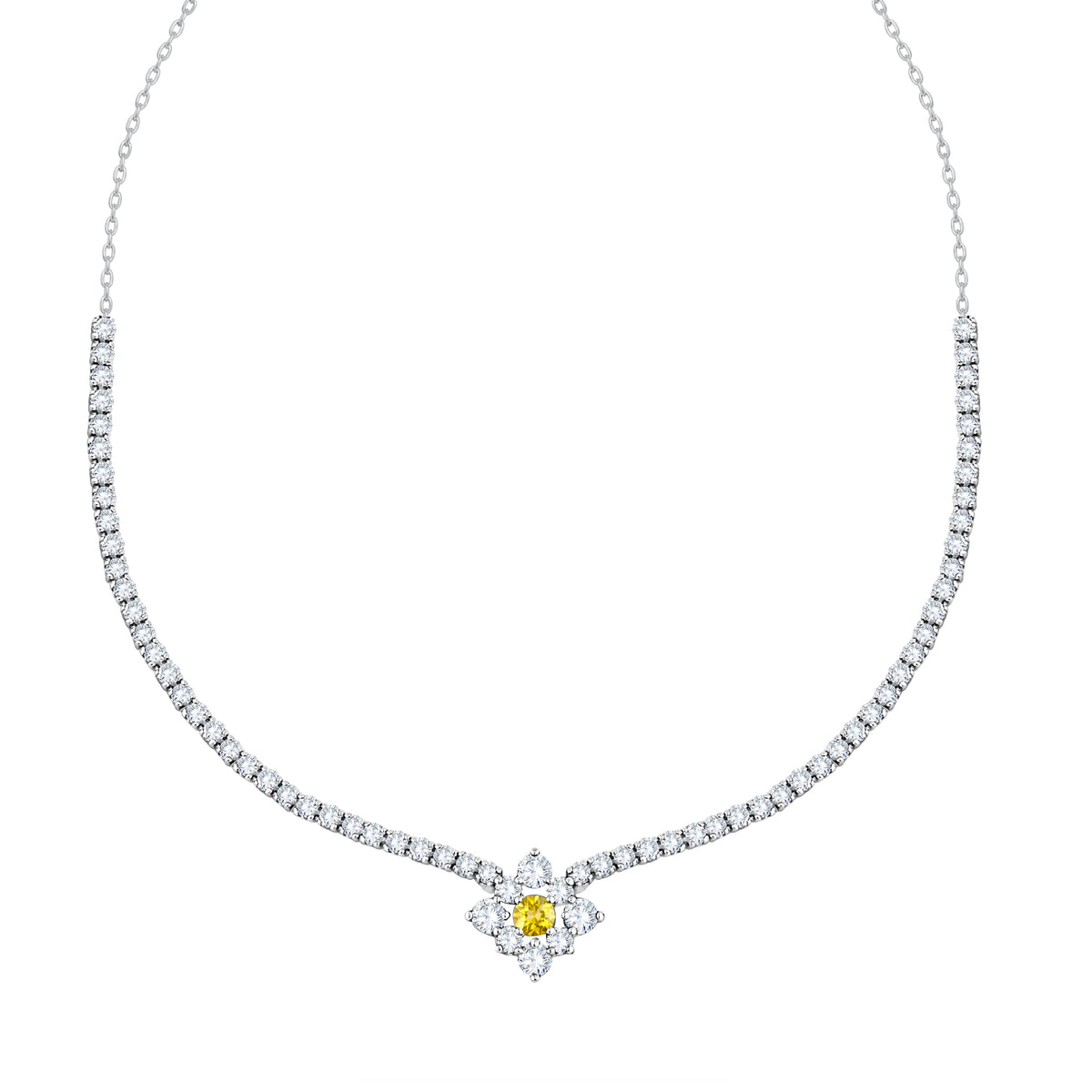 14K White Gold Round Cut Lab-Grown Diamond Necklace – 4.88 CT, fine jewellery by Luster d'Anvers, Antwerp