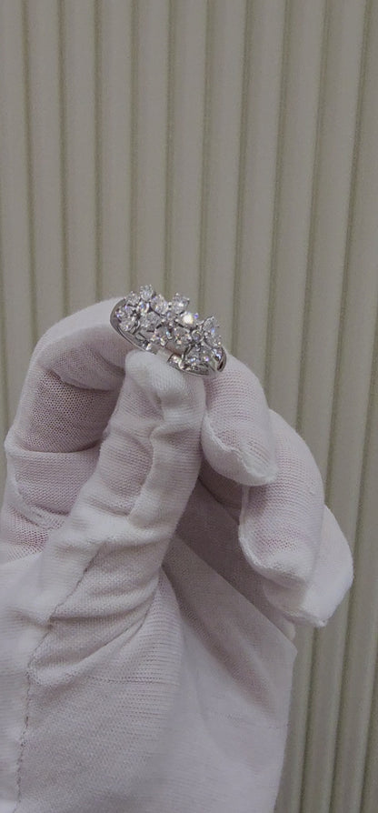 14K White Gold Multi-Shape Diamond Ring – 0.99 CT