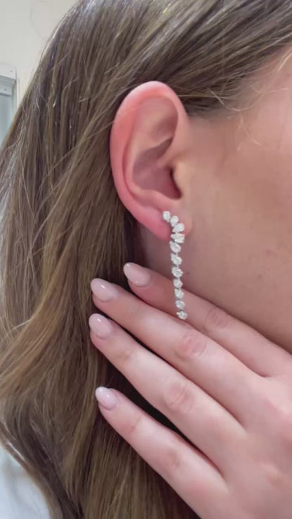 Diamond Pear Drop Earrings in White Gold - 3.78 CTW