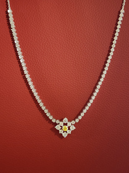 14K White Gold Round Cut Lab-Grown Diamond Necklace – 4.88 CT