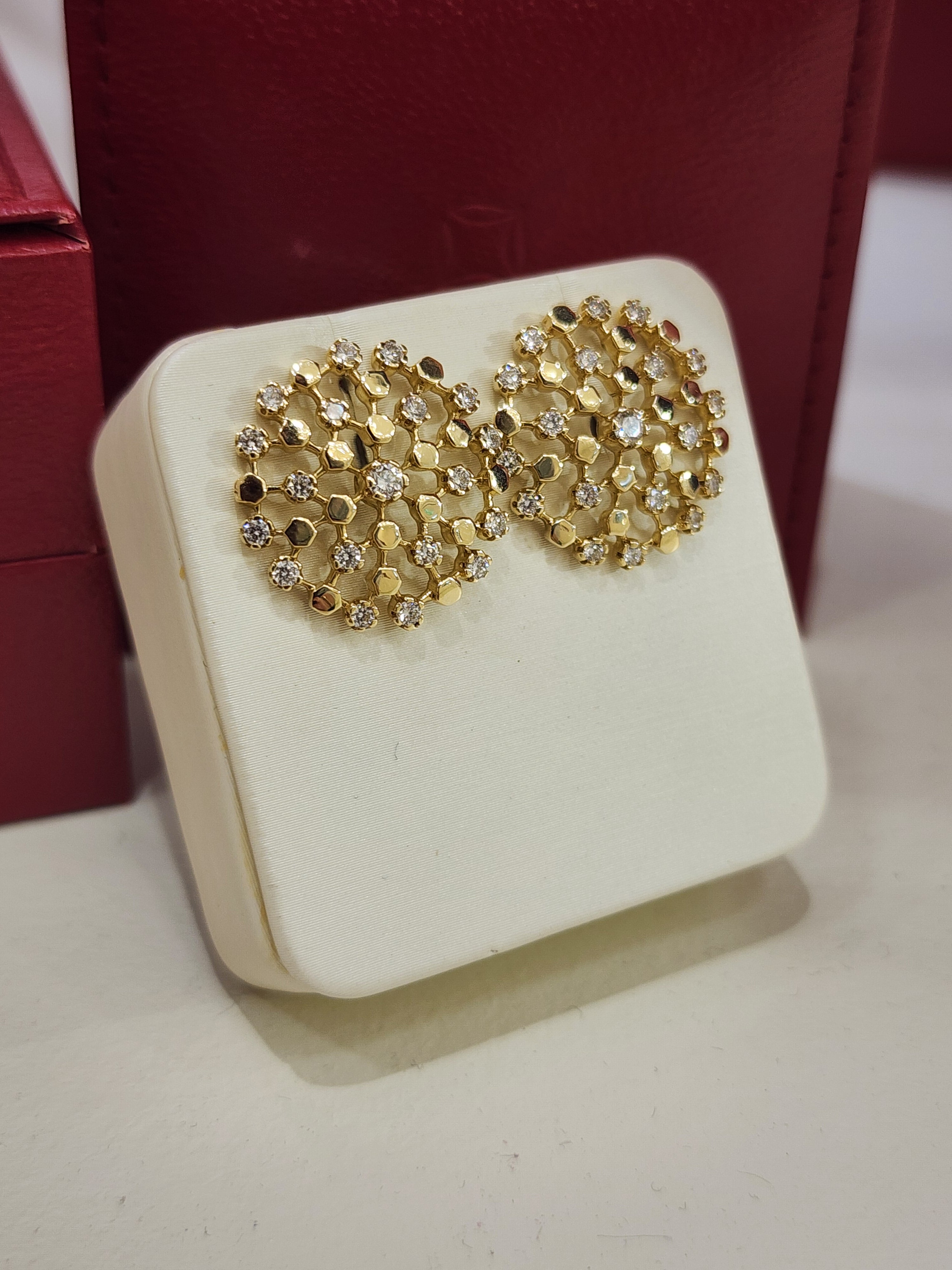 Geometric Floral Diamond Statement Earrings in 14K  – 0.84 CT