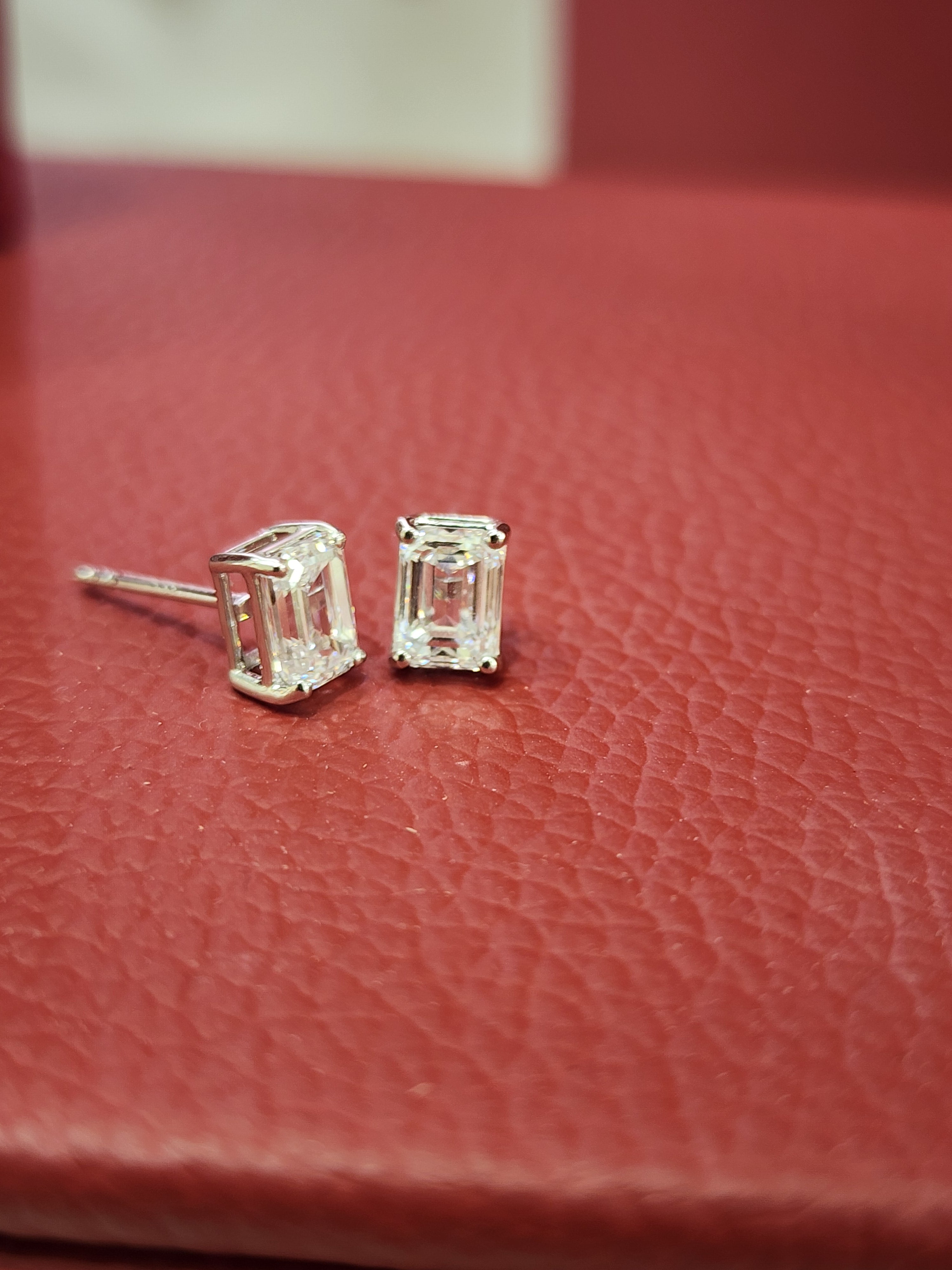14K White Gold Emerald Cut Lab-Grown Diamond Earrings – 1.86 CT