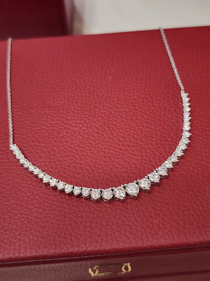 10K White Gold Round Cut Lab-Grown Diamond Necklace – 4.14 CT