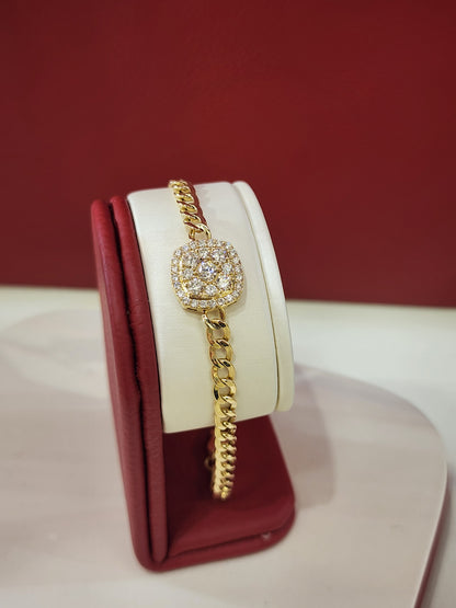 14K Yellow Gold Round Cut Lab-Grown Diamond Bracelet – 1.21 CT