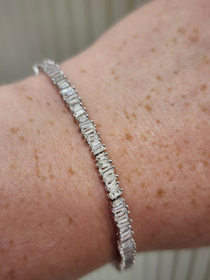 10K White Gold Round Cut Lab-Grown Diamond Bracelet – 2.7 CT
